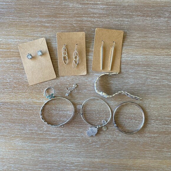 Silver and Silver-toned jewelry bundle | earrings, ring, bangles - Picture 1 of 8